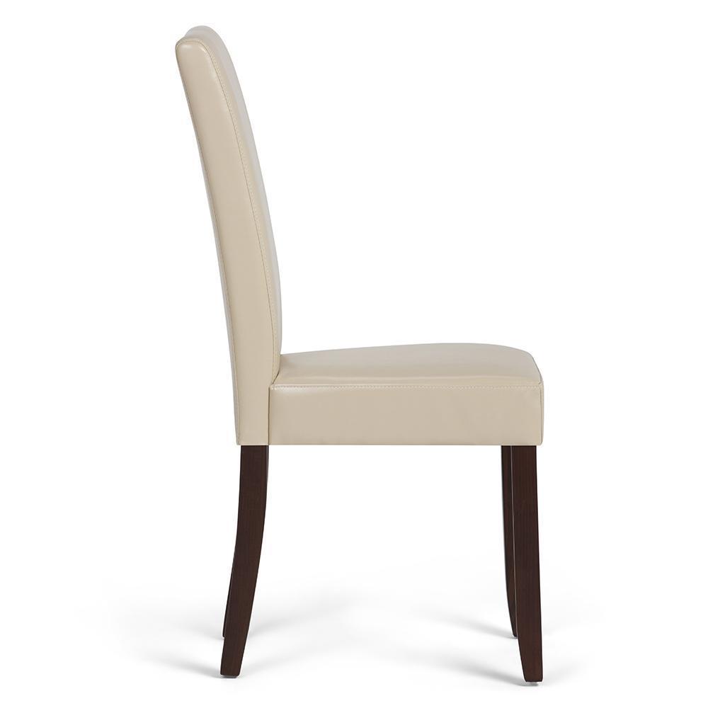 Satin Cream Vegan Leather | Acadian Faux Leather Parson Dining Chair (Set of 2)