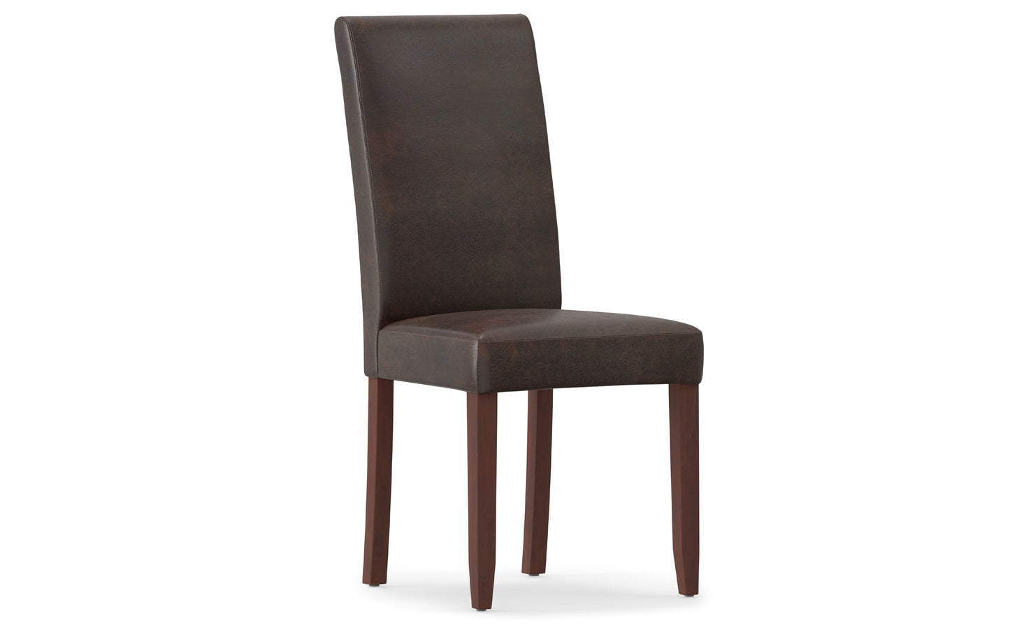 Distressed Brown Distressed Vegan Leather | Acadian Linen Look Fabric Parson Dining Chair (Set of 2)