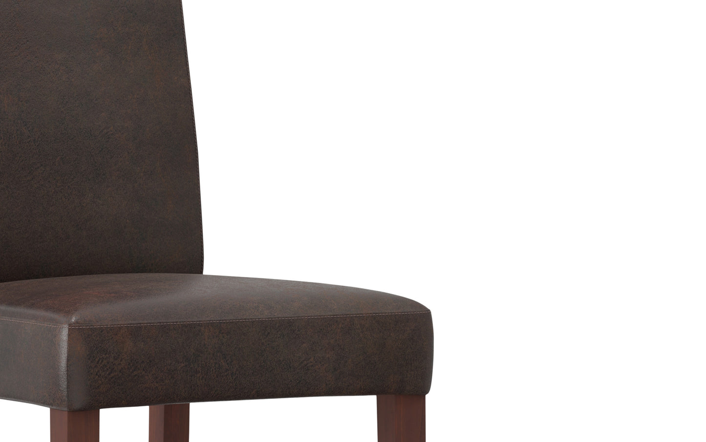 Distressed Brown Distressed Vegan Leather | Acadian Linen Look Fabric Parson Dining Chair (Set of 2)