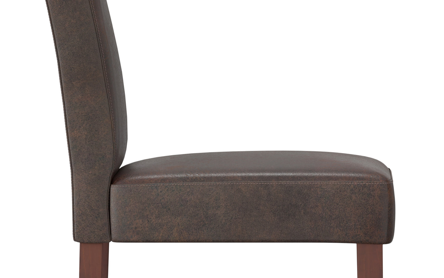 Distressed Brown Distressed Vegan Leather | Acadian Linen Look Fabric Parson Dining Chair (Set of 2)