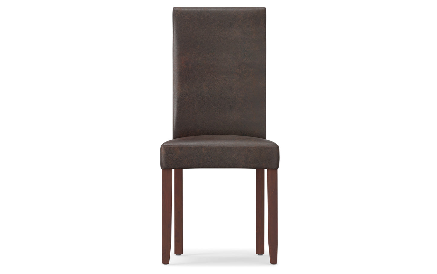 Distressed Brown Distressed Vegan Leather | Acadian Linen Look Fabric Parson Dining Chair (Set of 2)