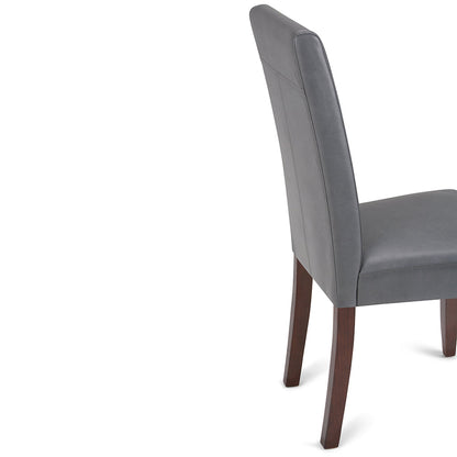 Stone Grey Vegan Leather | Acadian Linen Look Fabric Parson Dining Chair (Set of 2)