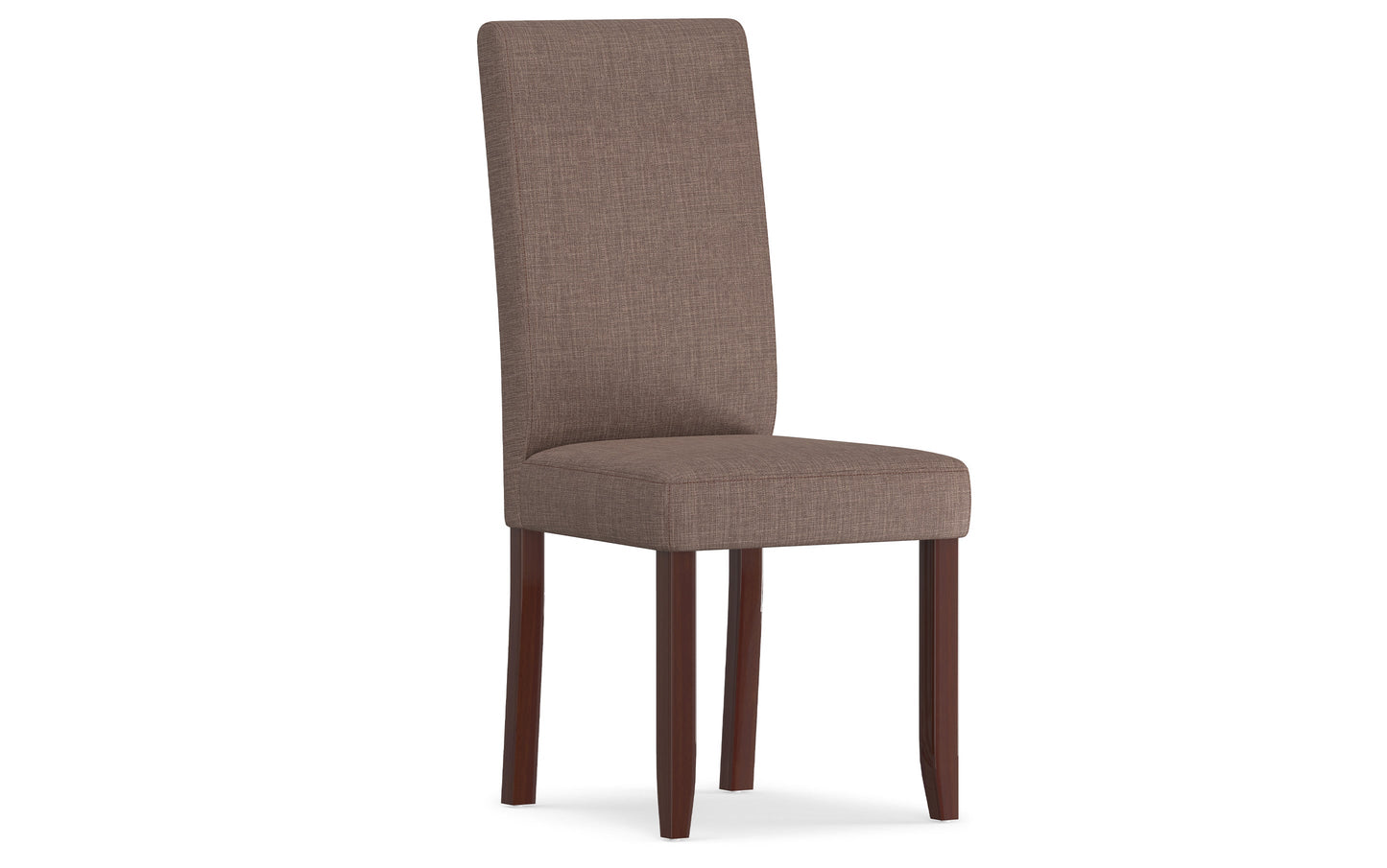 Light Mocha Linen Style Fabric | Acadian Faux Leather Parson Dining Chair (Set of 2)