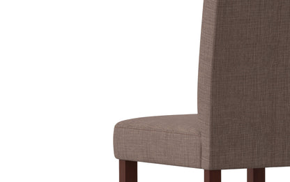 Light Mocha Linen Style Fabric | Acadian Faux Leather Parson Dining Chair (Set of 2)