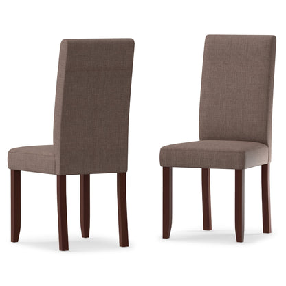 Light Mocha Linen Style Fabric | Acadian Faux Leather Parson Dining Chair (Set of 2)