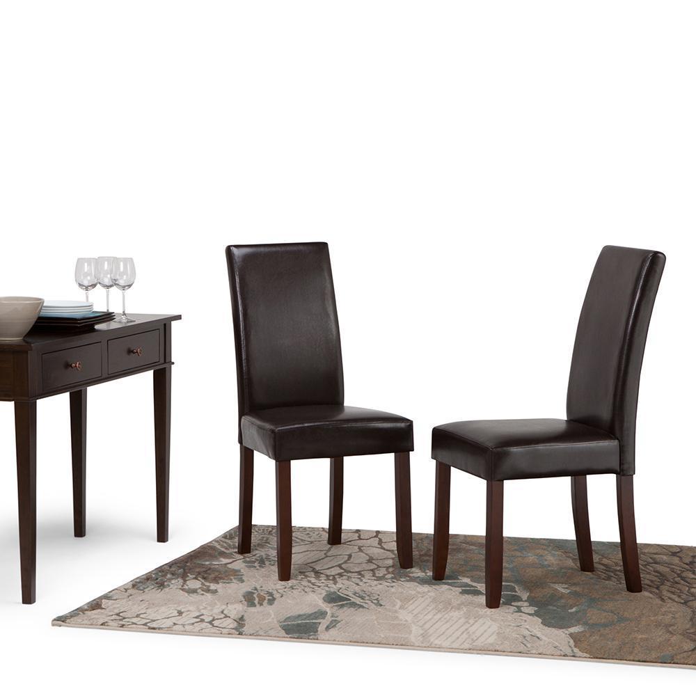 Tanners Brown Vegan Leather | Acadian Faux Leather Parson Dining Chair (Set of 2)