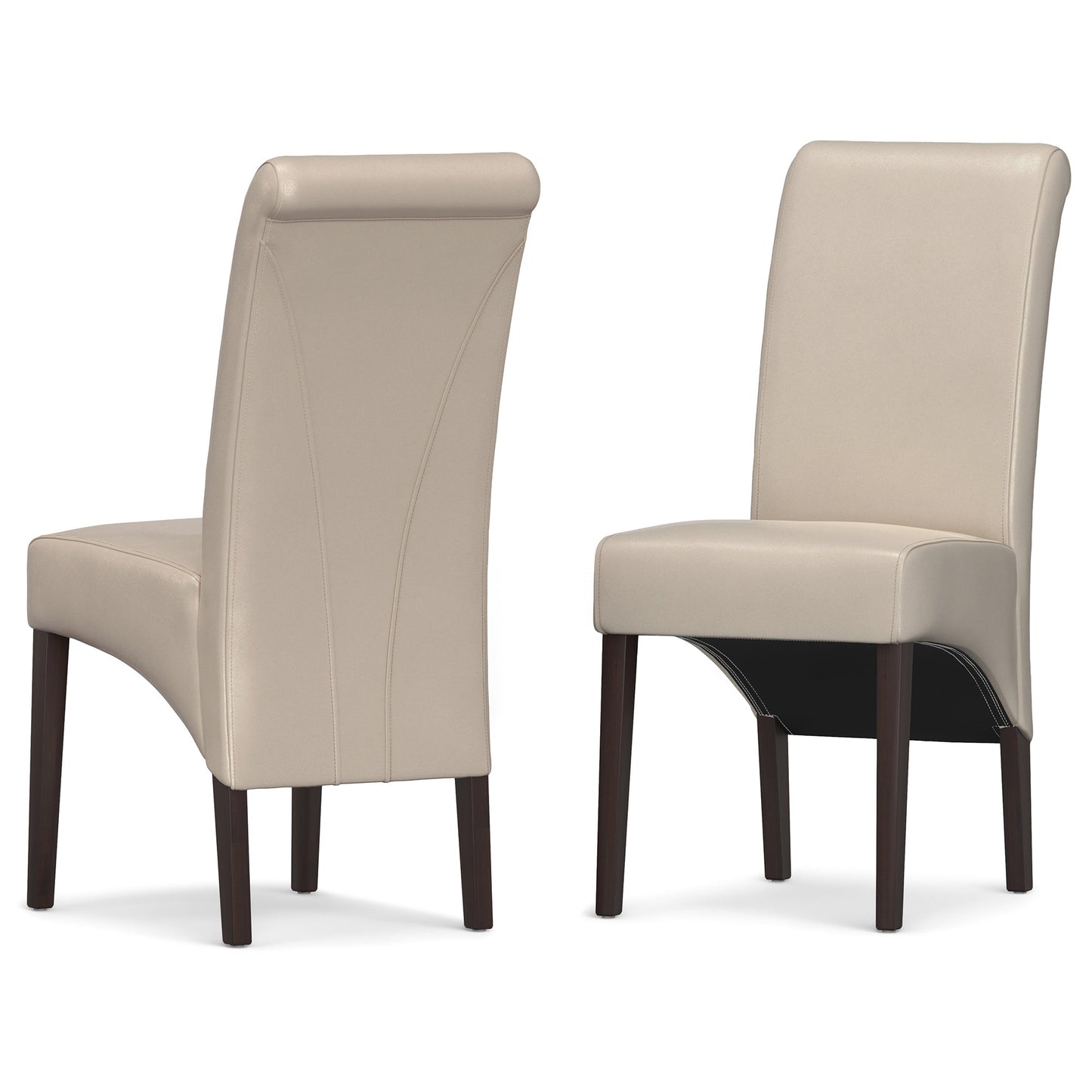 Satin Cream Vegan Leather | Avalon Deluxe Parson Dining Chair (Set of 2)