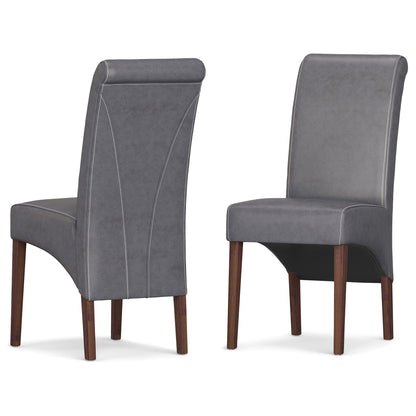 Stone Grey Vegan Leather | Avalon Deluxe Parson Dining Chair (Set of 2)