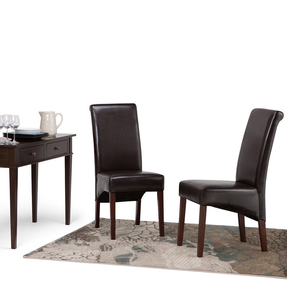 Tanners Brown Vegan Leather | Avalon Deluxe Parson Dining Chair (Set of 2)