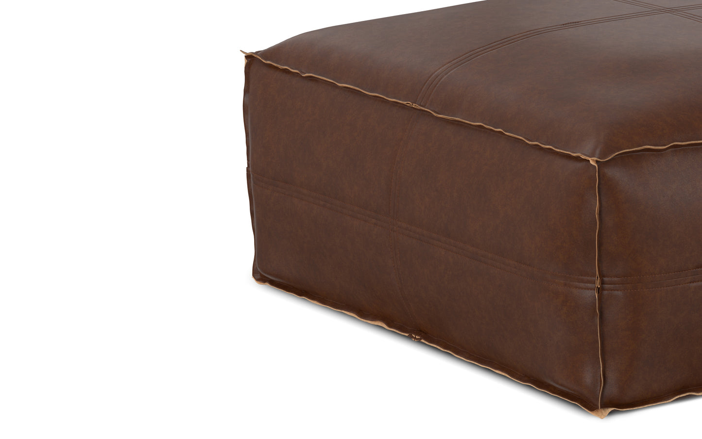 Distressed Dark Brown | Brody Large Square Coffee Table Pouf