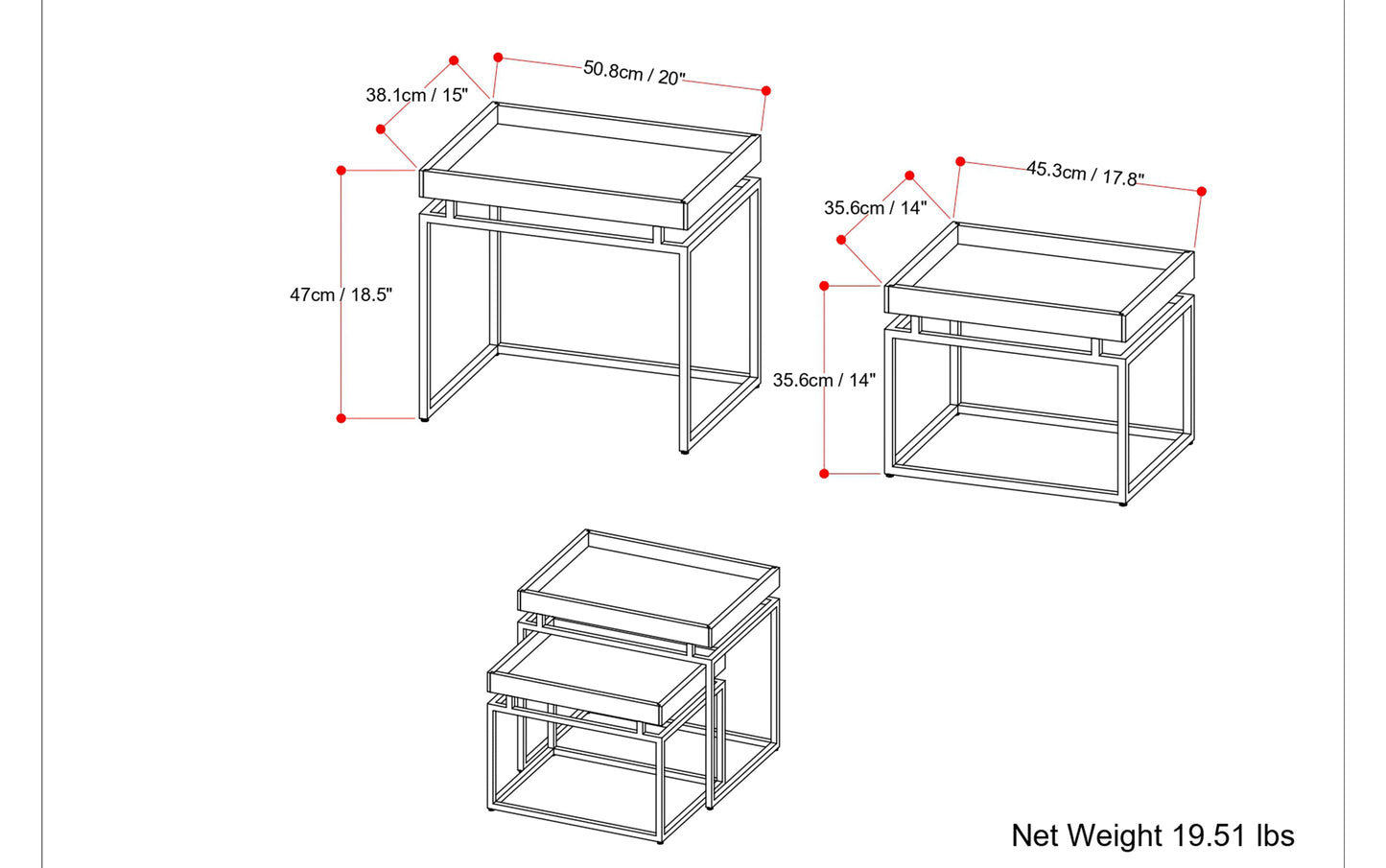 Macy 2 Pc Nesting Table in Mango