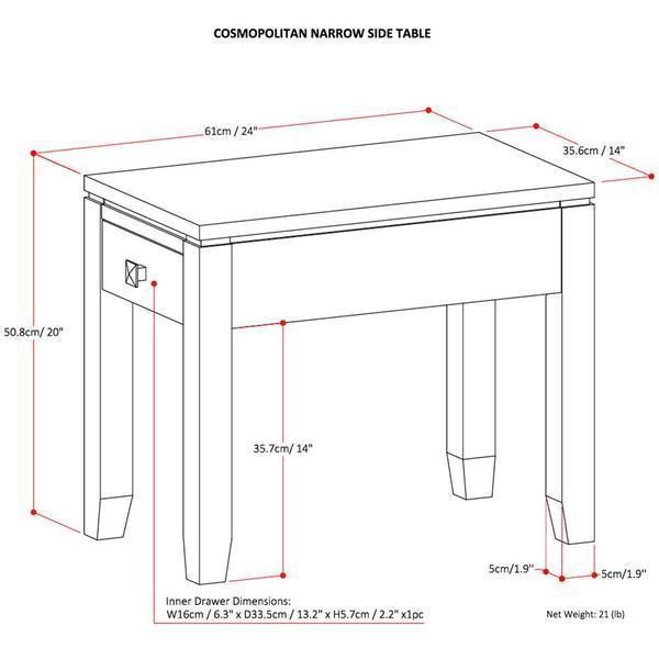 Mahogany Brown | Cosmopolitan Narrow Side Table