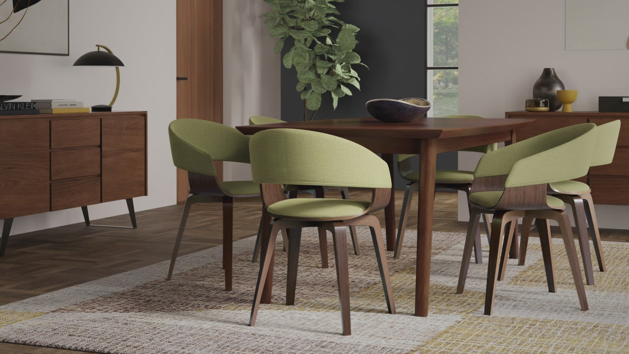 Acid Green Natural Oak Linen Style Fabric | Lowell Bentwood Dining Chair