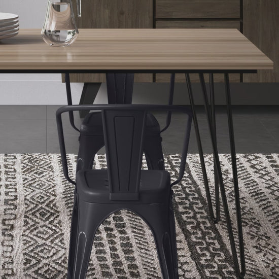 Distressed Black and Silver | Larkin Metal Dining Arm Chair