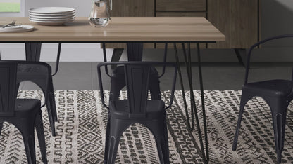 Distressed Black and Silver | Larkin Metal Dining Arm Chair