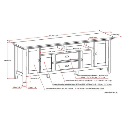 Rustic Natural Aged Brown | Redmond 72 inch TV Media Stand