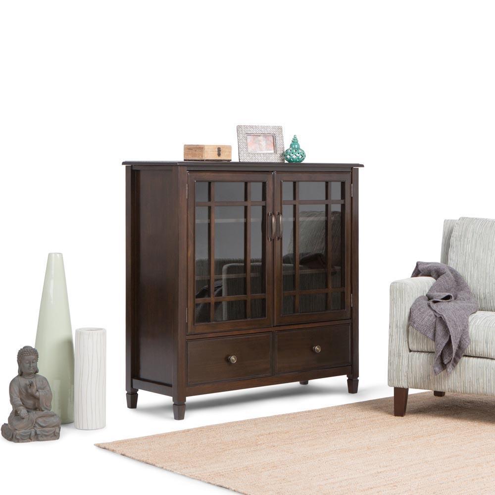 Tall brown store cabinet