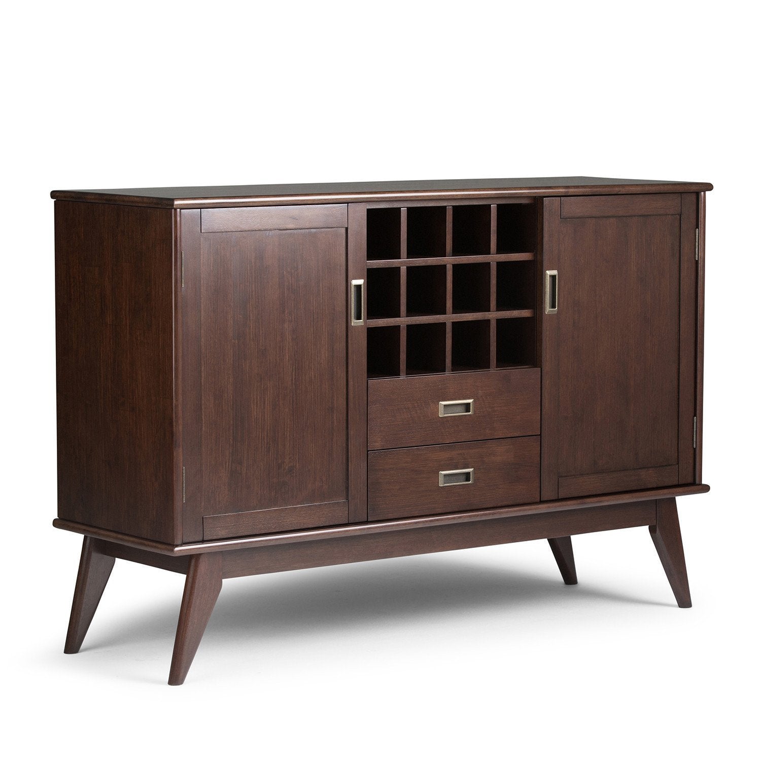 Medium Auburn Brown | Draper Mid Century Sideboard Buffet & Winerack