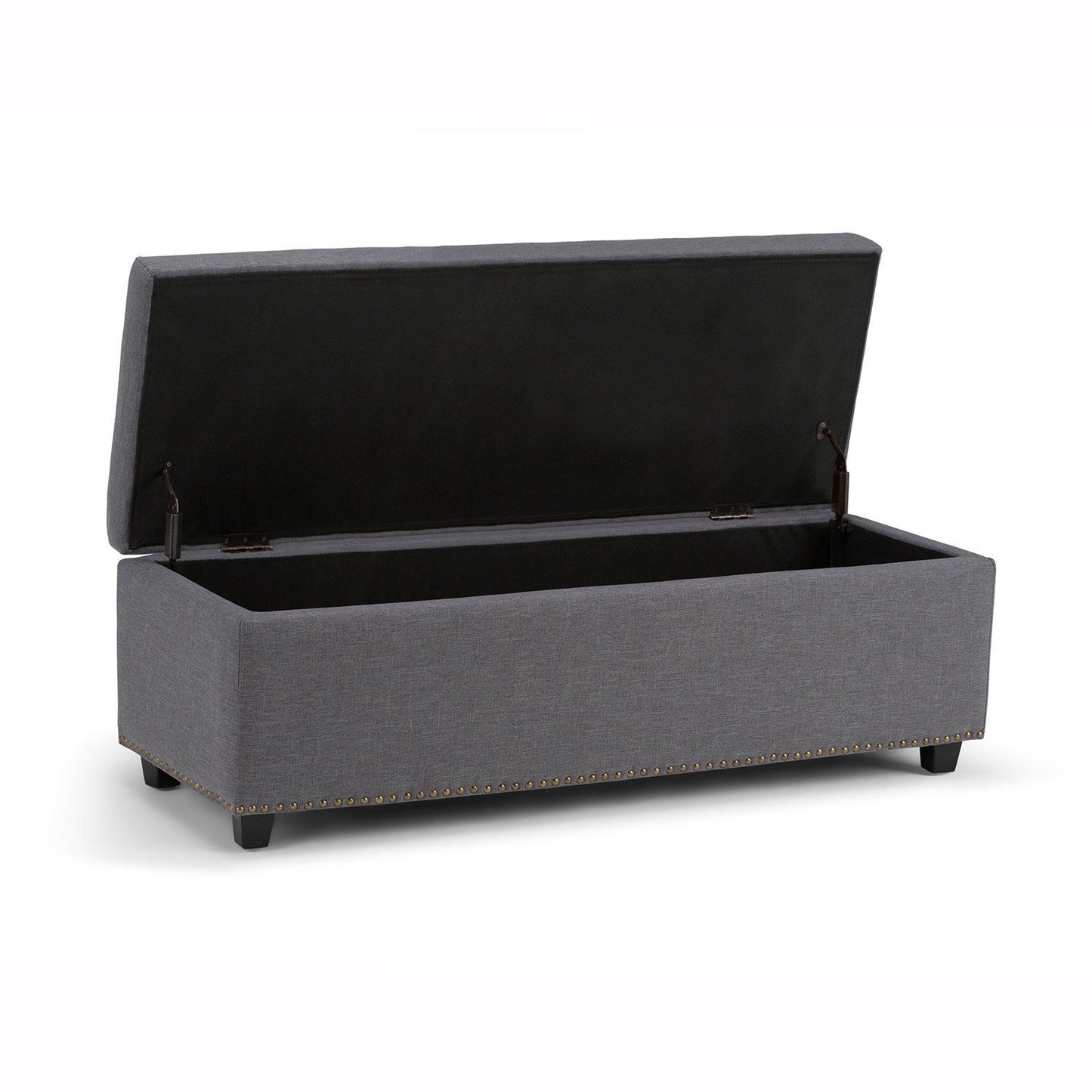 Slate Grey Linen Style Fabric | Hamilton Vegan Leather Storage Ottoman