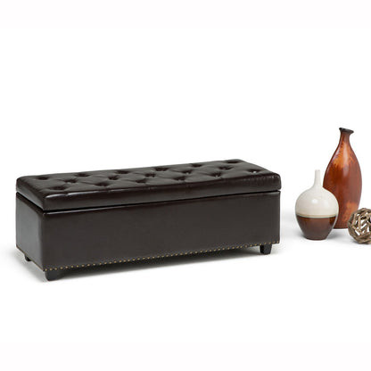 Coffee Brown Vegan Leather | Hamilton Vegan Leather Storage Ottoman