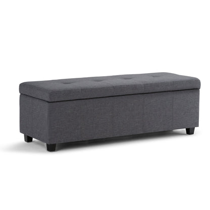 Slate Grey Linen Style Fabric | Castleford Large Storage Ottoman Bench