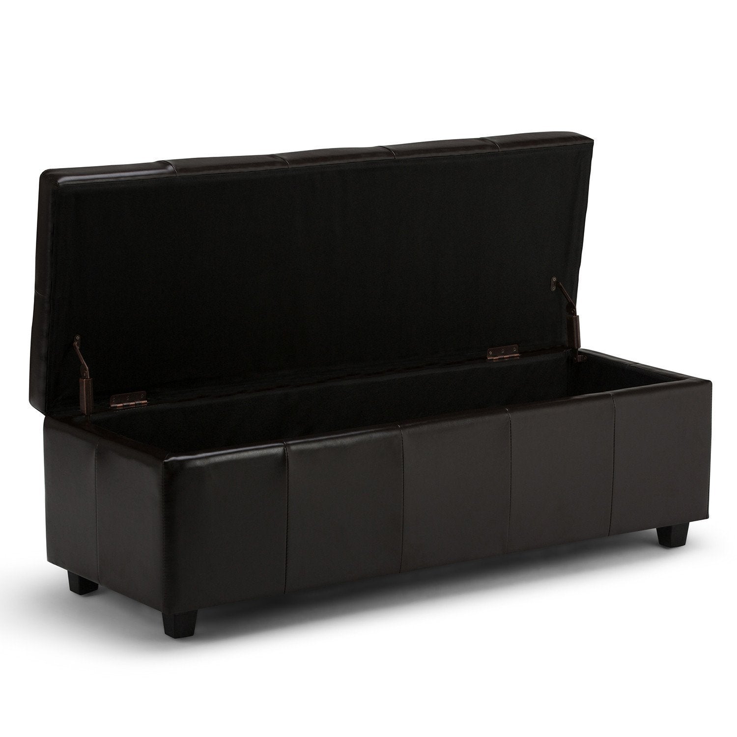 Coffee Brown Vegan Leather | Castleford Large Storage Ottoman Bench