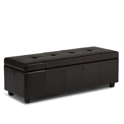 Coffee Brown Vegan Leather | Castleford Large Storage Ottoman Bench