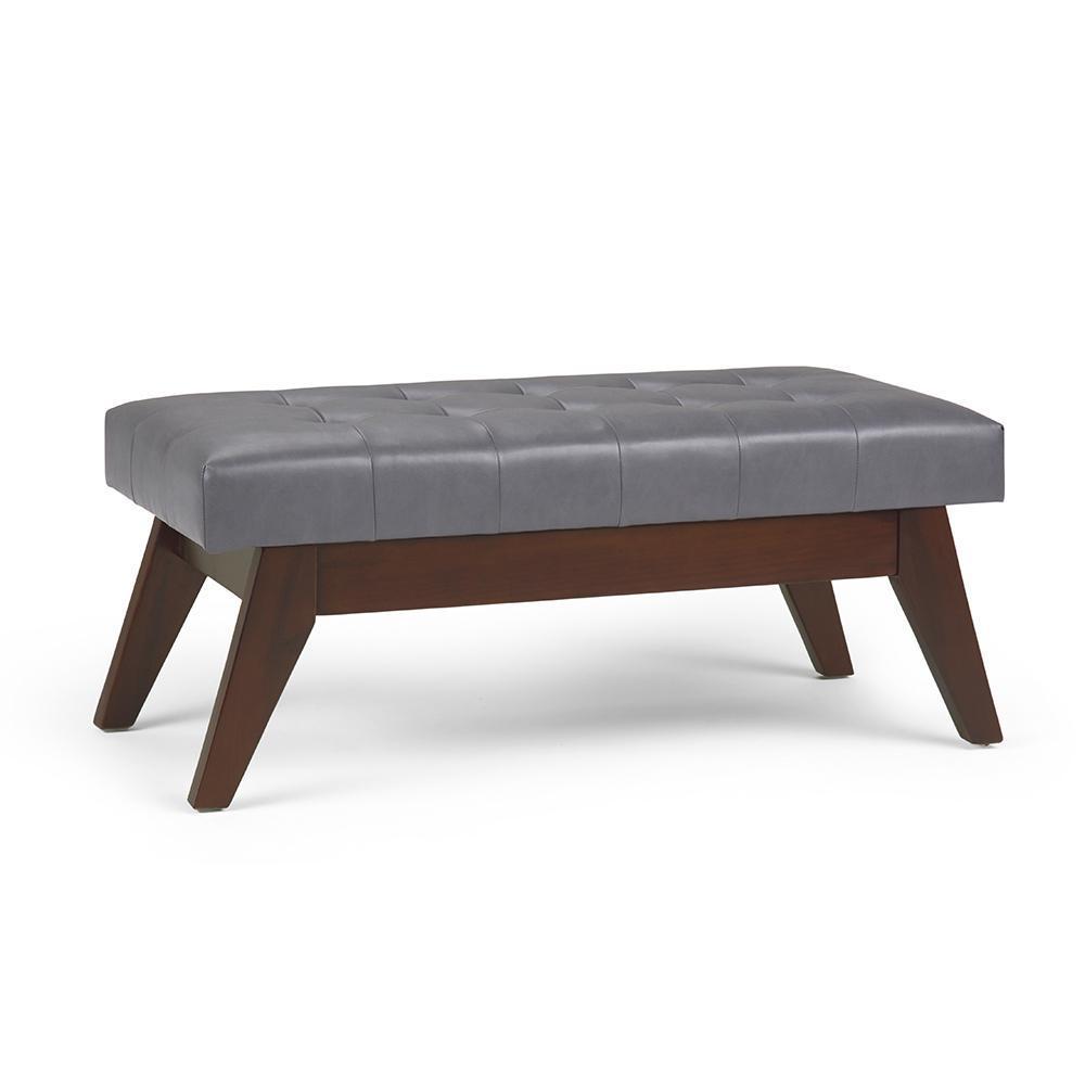 Stone Grey Vegan Leather | Draper Ottoman Bench in Vegan Leather