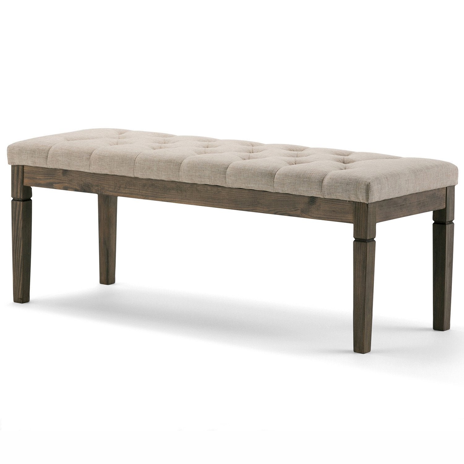 Natural Linen Style Fabric | Waverly Tufted Ottoman Bench