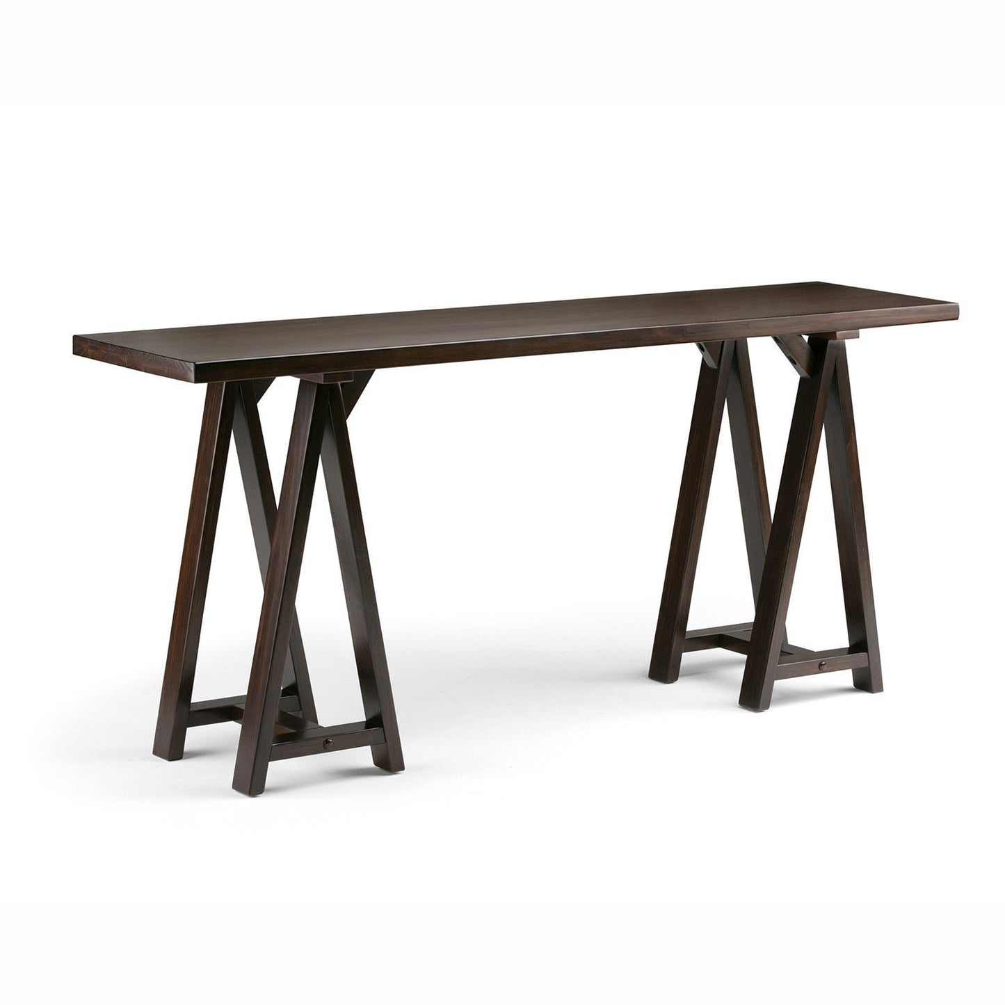 Dark Chestnut Brown | Sawhorse 66 inch Wide Console Sofa Table