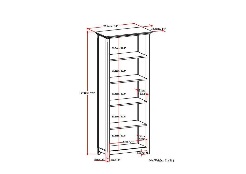 Hickory Brown | Amherst 5 Shelf Bookcase