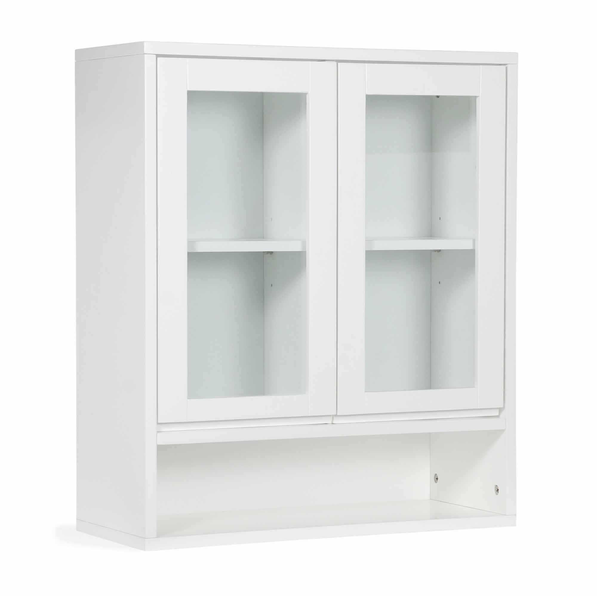 37.5 Bathroom Floor Cabinet With Drawer, Glass Door Side Cabinet