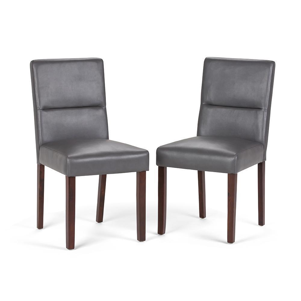 Stone Grey Vegan Leather | Ashford Pattern Vegan Leather Parson Dining Chair (Set of 2)