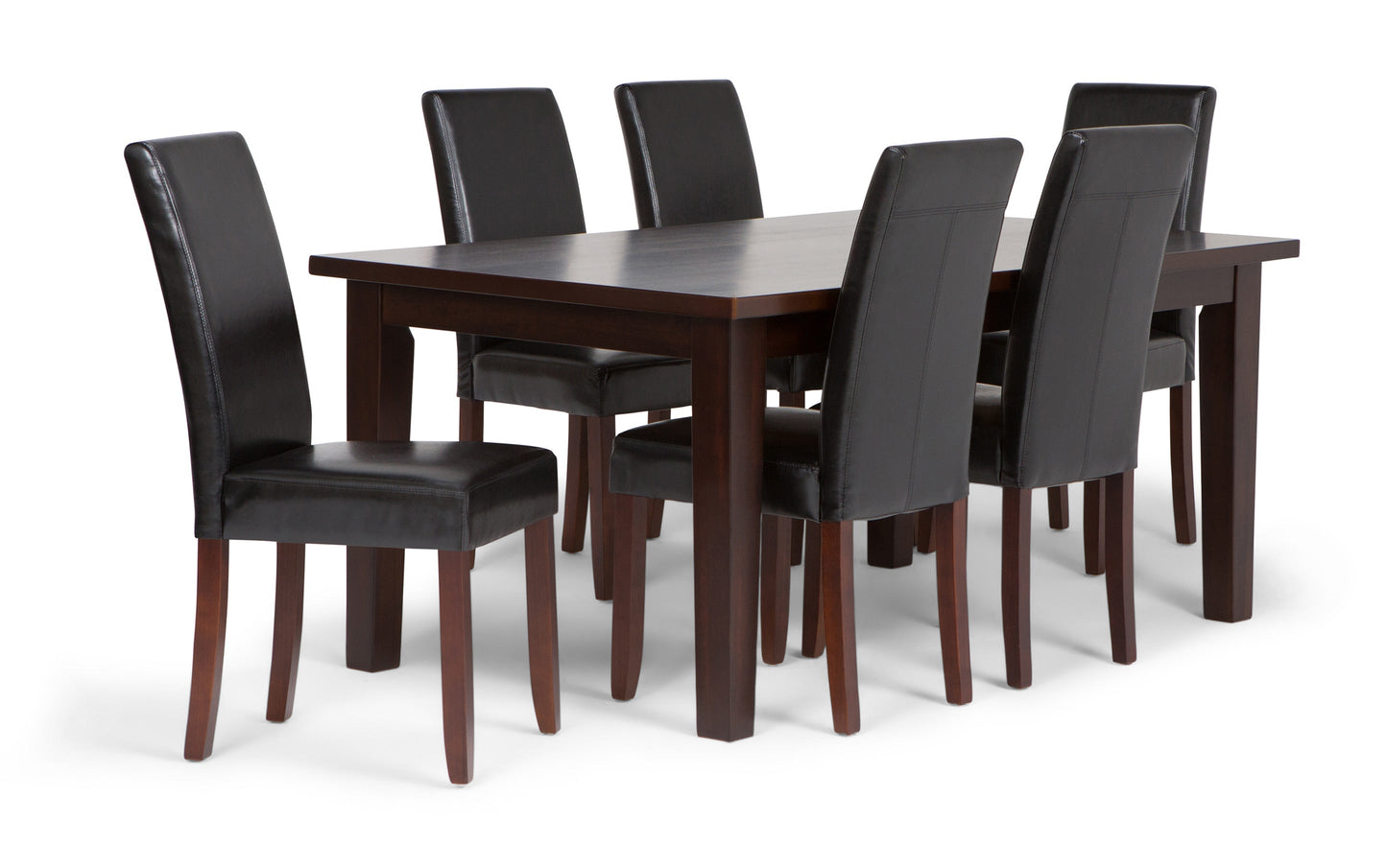 Midnight Black Vegan Leather | Acadian 7 Piece Dining Set