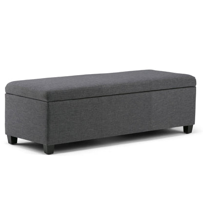 Slate Grey Linen Style Fabric | Avalon Vegan Leather Storage Ottoman