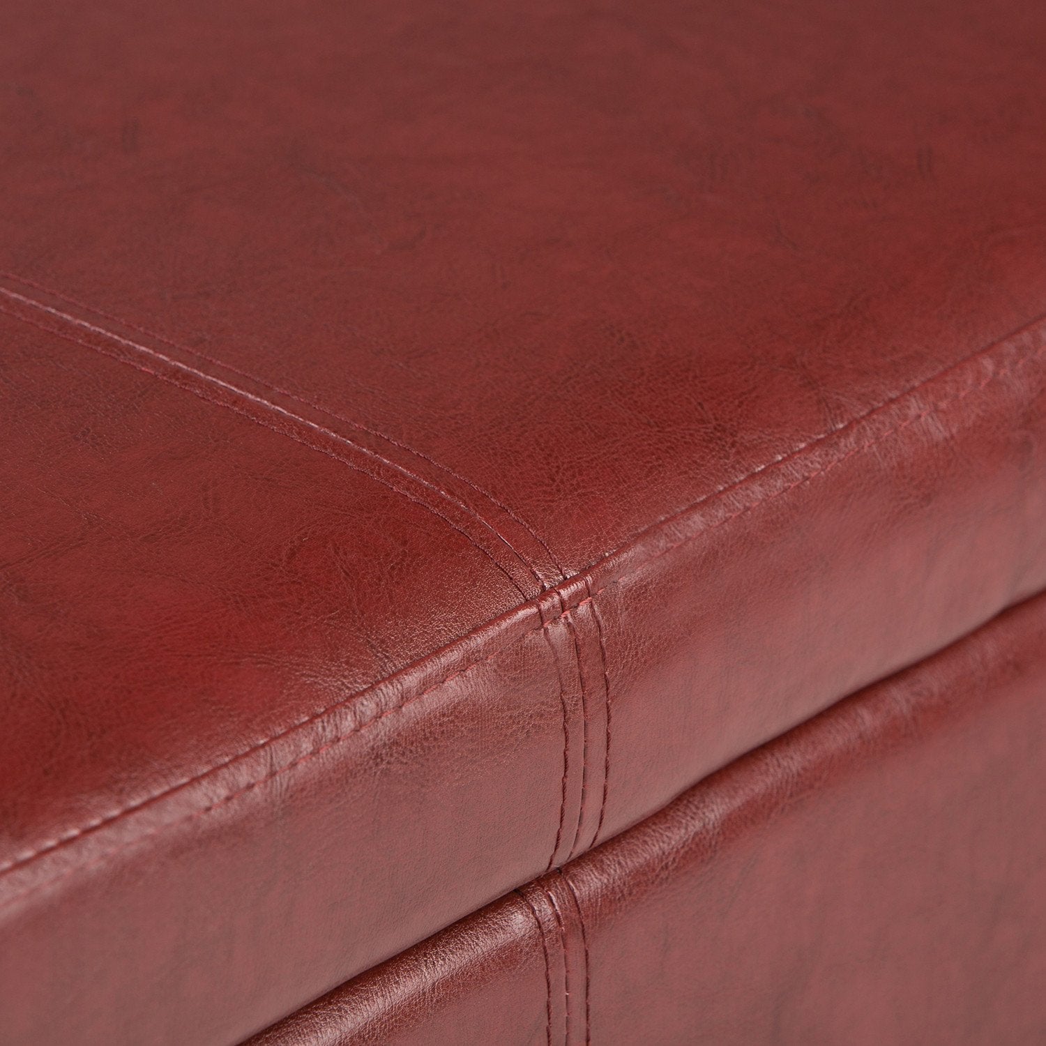 Red Vegan Leather | Avalon Vegan Leather Storage Ottoman