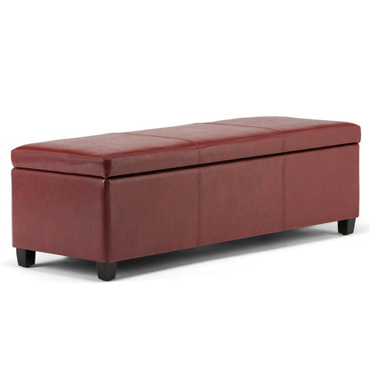 Red Vegan Leather | Avalon Vegan Leather Storage Ottoman