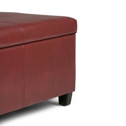 Red Vegan Leather | Avalon Vegan Leather Storage Ottoman