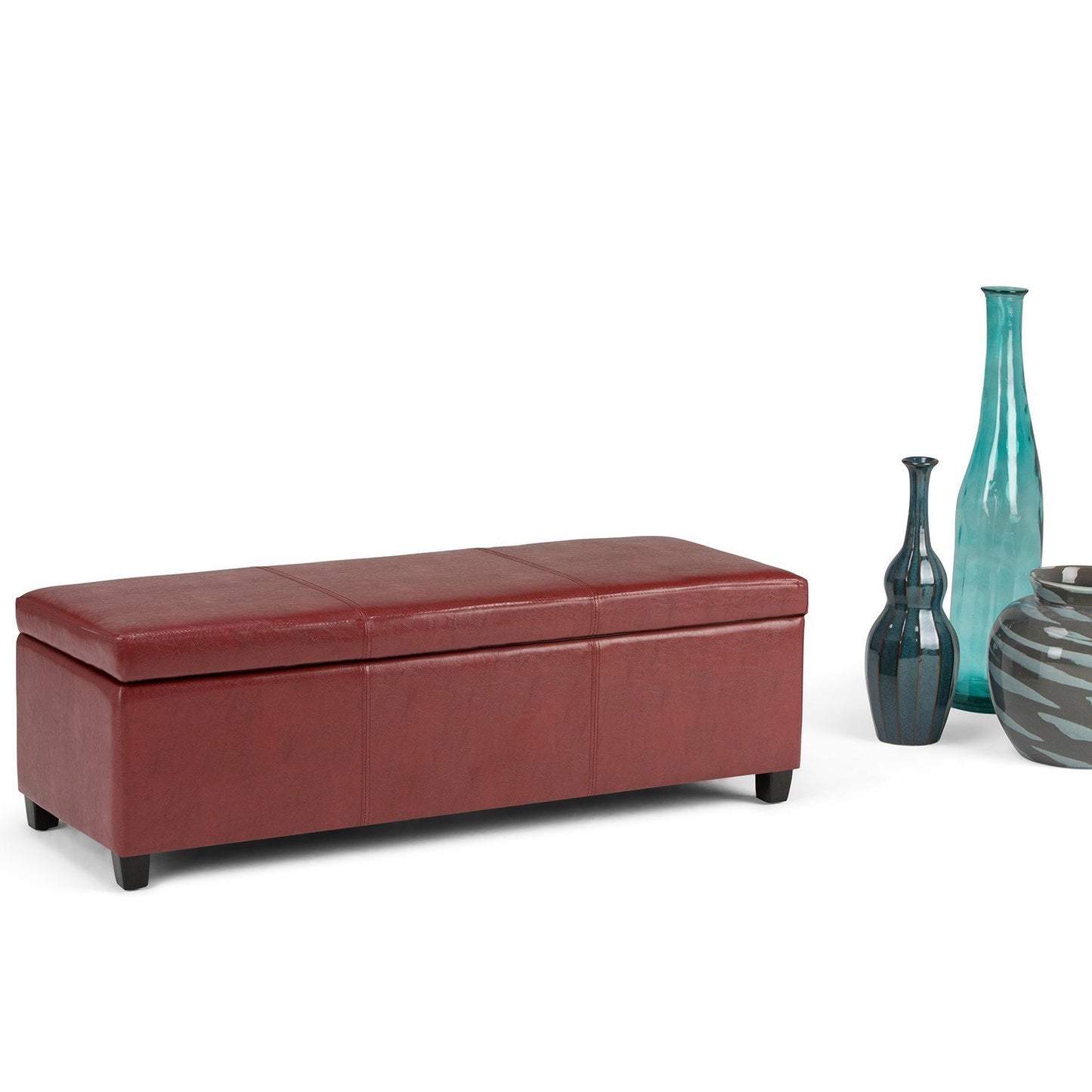 Red Vegan Leather | Avalon Vegan Leather Storage Ottoman