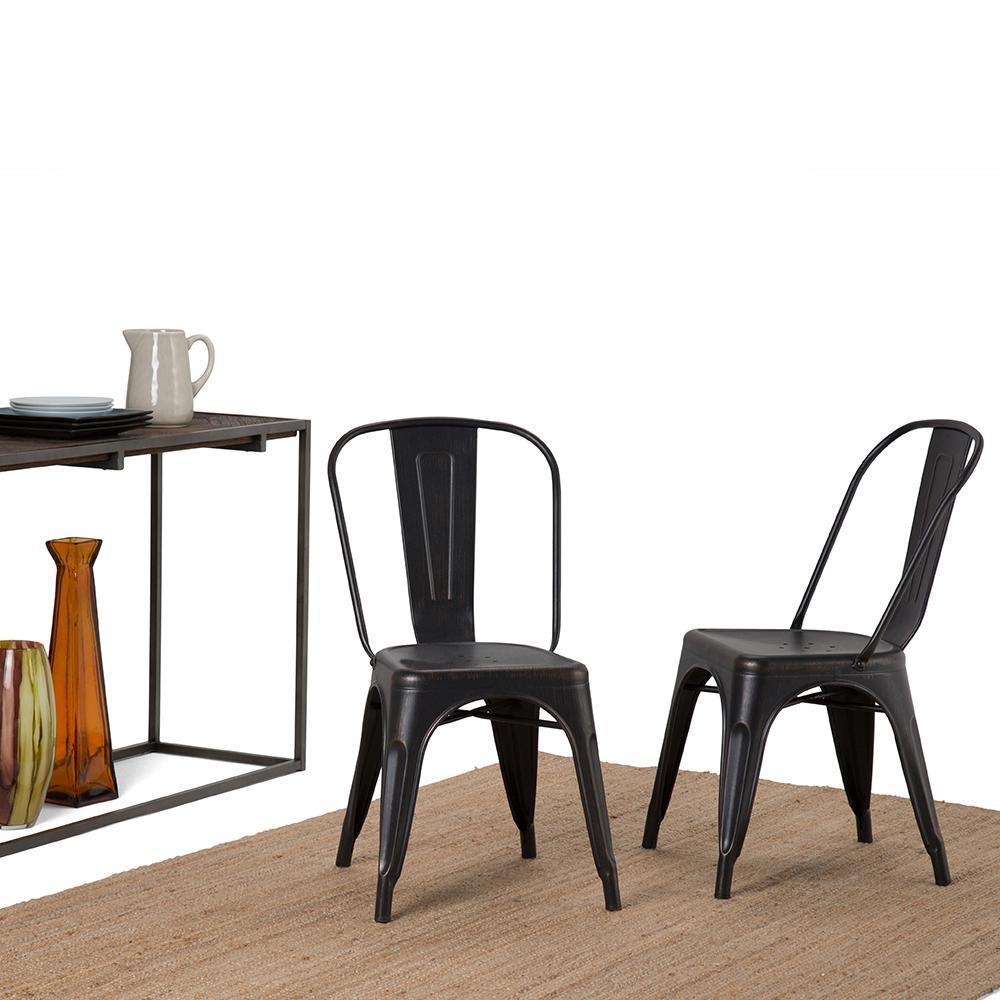 Distressed Black and Copper  | Fletcher Metal Dining Side Chair