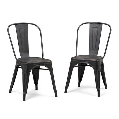 Distressed Black and Copper  | Fletcher Metal Dining Side Chair