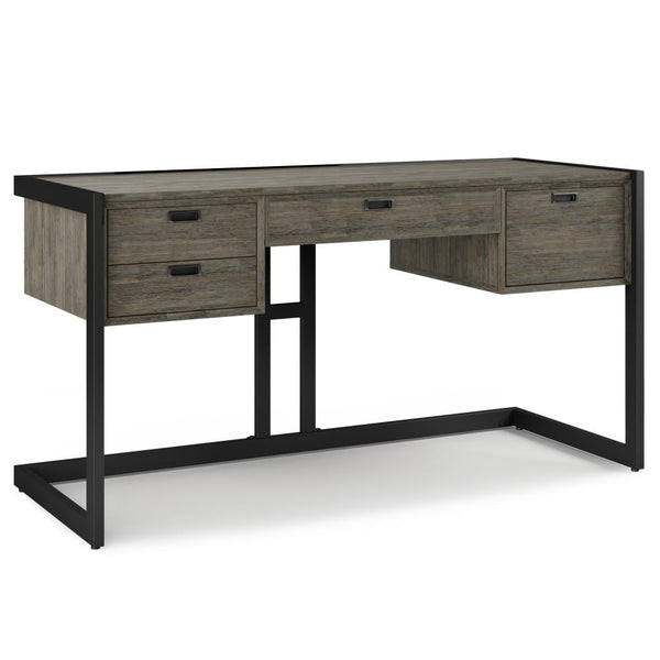 Monarch 60 Computer Desk Brown Wood Grain Black Metal