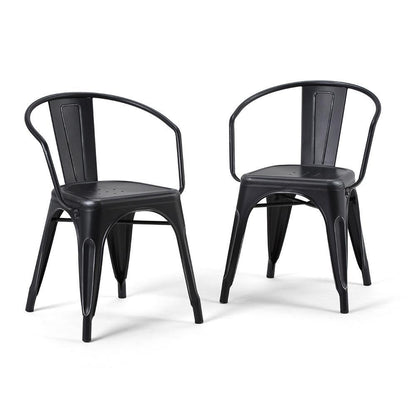 Distressed Black and Silver | Larkin Metal Dining Arm Chair