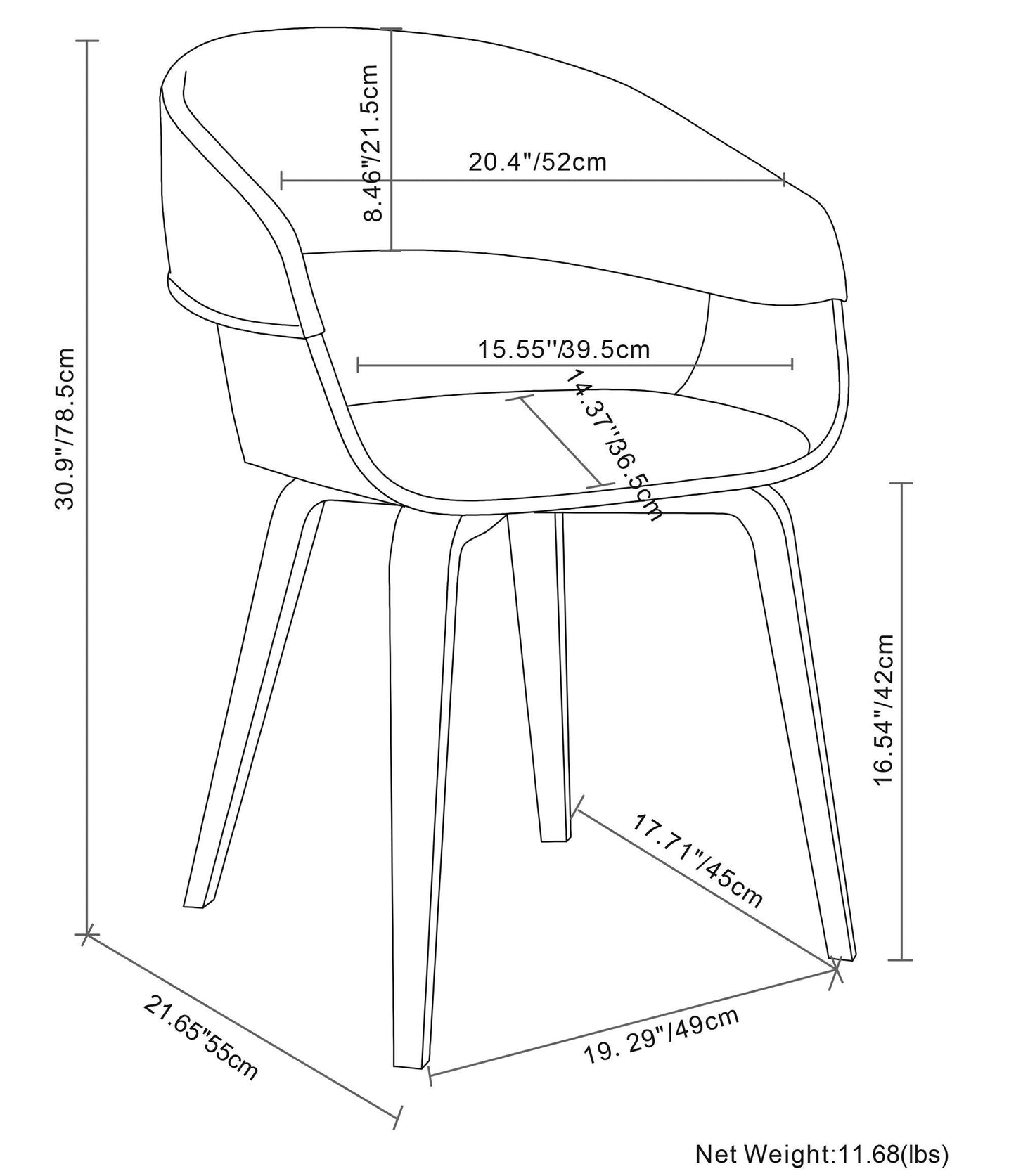 Charcoal Grey Walnut Linen Style Fabric | Lowell Bentwood Dining Chair