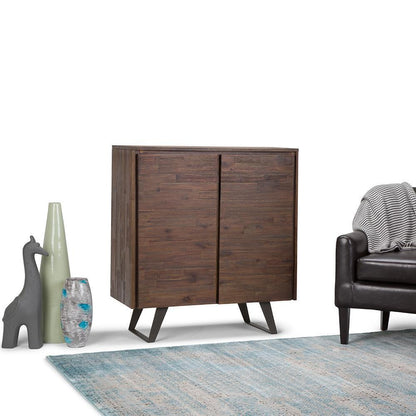 Distressed Charcoal Brown Acacia | Lowry Medium Storage Cabinet