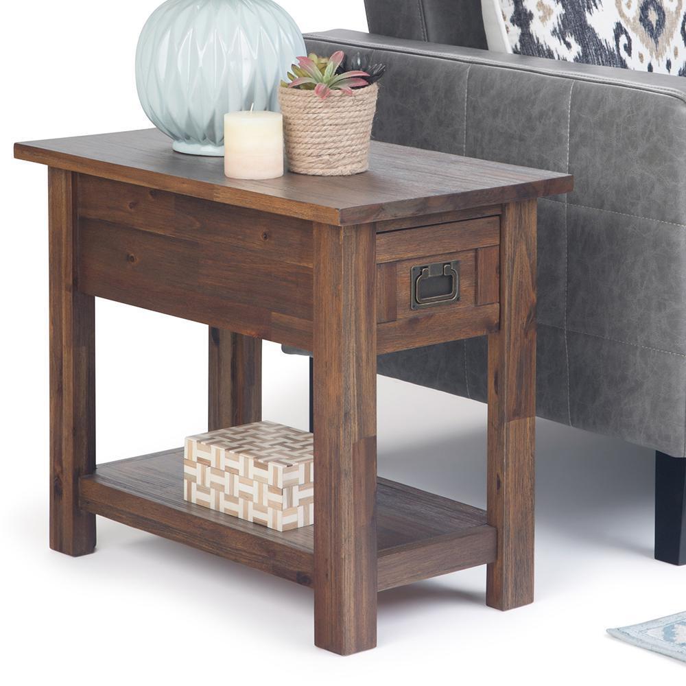 Distressed Charcoal Brown | Monroe Narrow Side Table