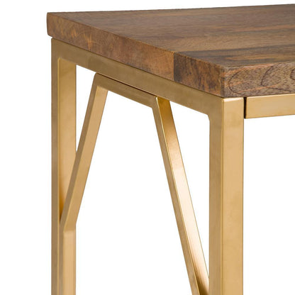 Natural and Gold | Selma Metal/Wood Accent Table in Natural and Gold