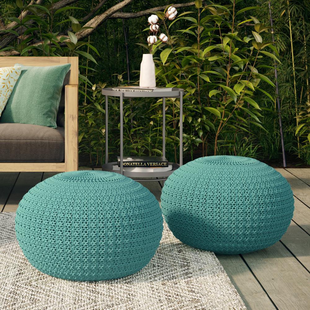 Patio outlet pouf set