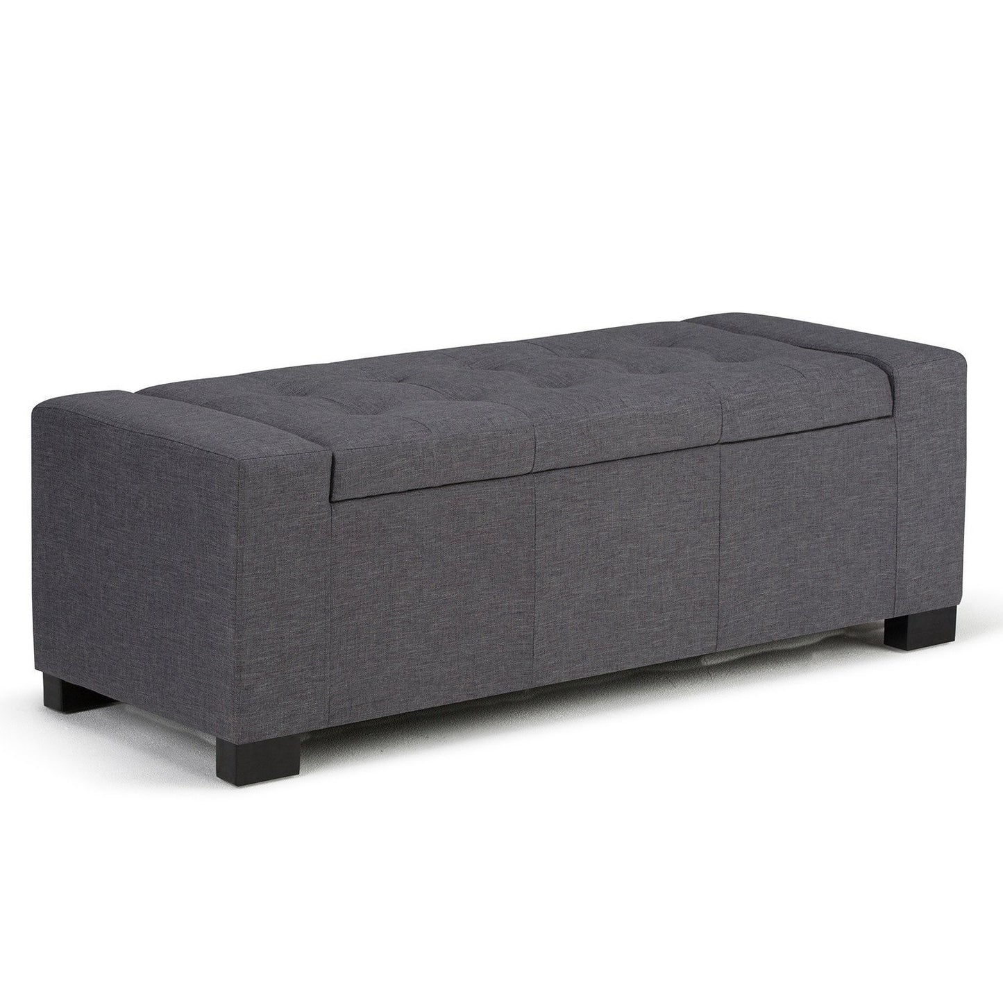 Slate Grey Linen Style Fabric | Laredo Vegan Leather Storage Ottoman