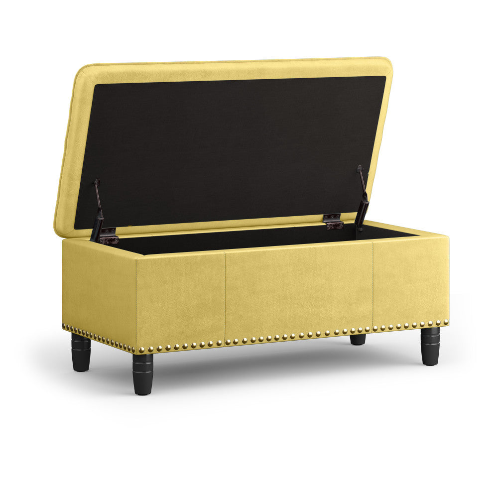 Dijon Yellow Velvet Fabric | Emily Storage Ottoman in Velvet Fabric